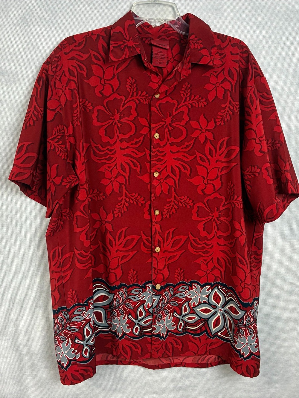 Vintage Extreme Gear Shirt Men's Size Large Red Hawaiian Tropical Floral 90s Y2k